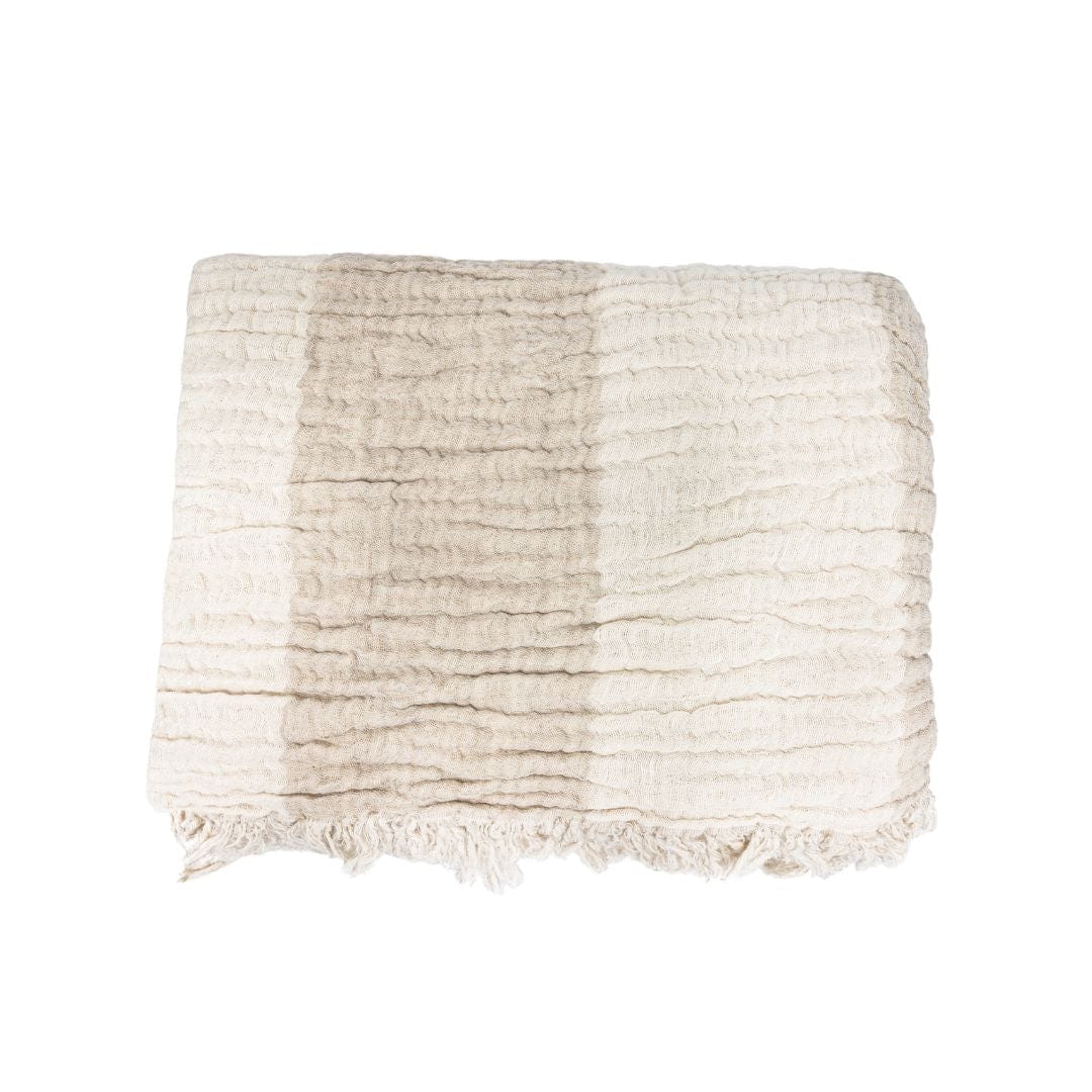 Zoco Home Textiles Fouta Throw | Black / White / Sand | 160x150cm