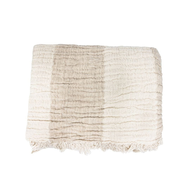 Zoco Home Textiles Fouta Throw | Black / White / Sand | 160x150cm