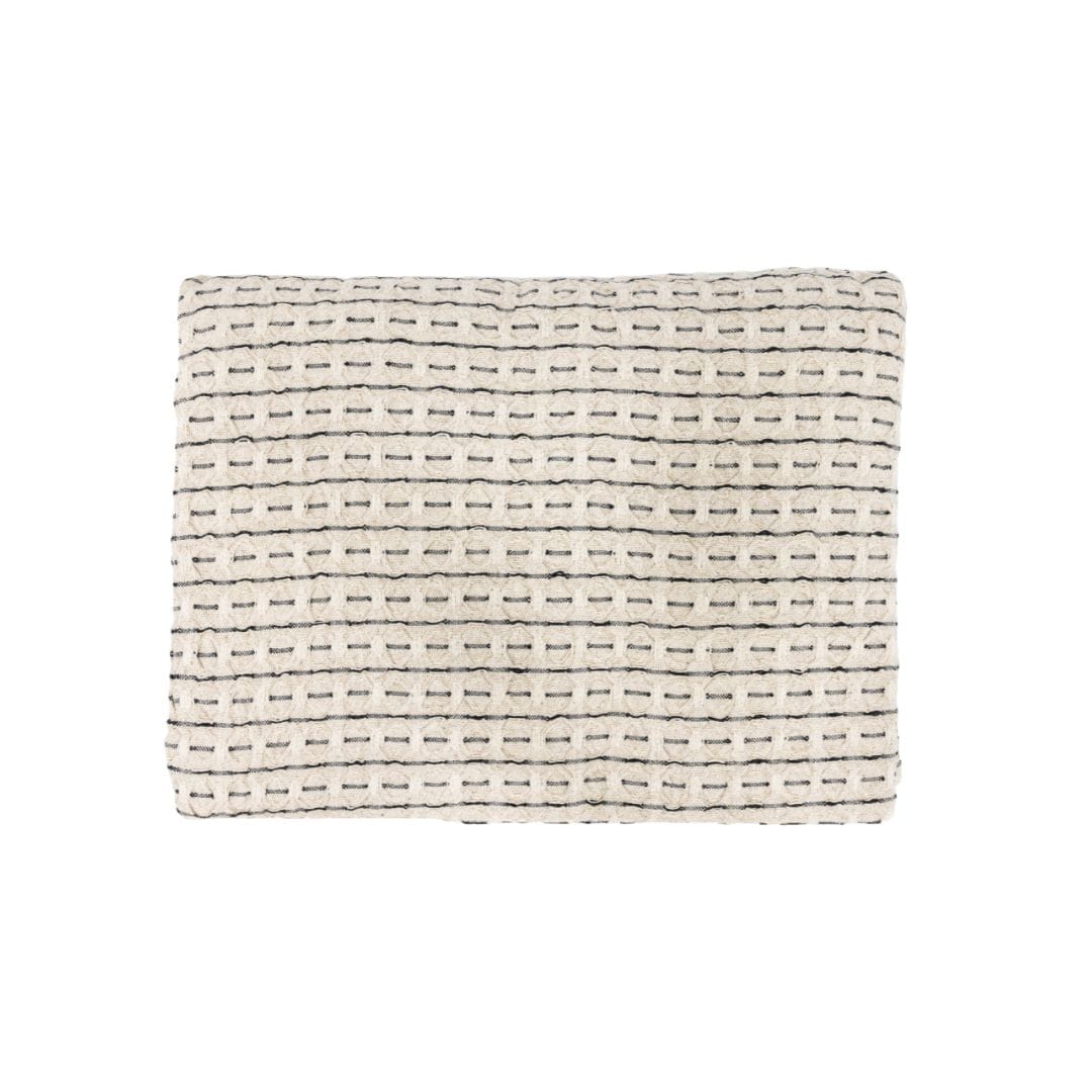 Zoco Home Textiles Fouta Throw Dotted Line | Natural/Black | 130x200cm