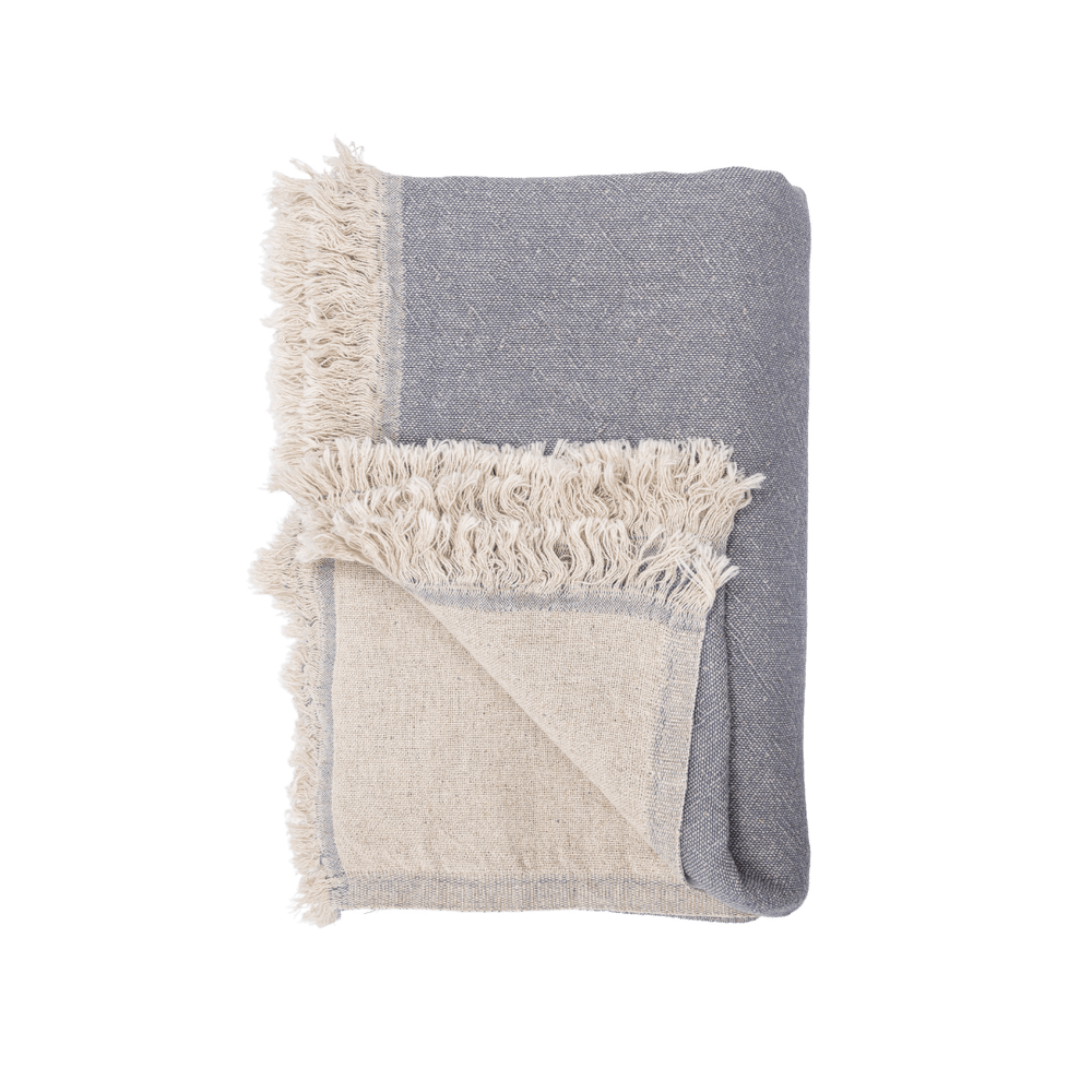 Zoco Home Fouta Throw | Double-Sided | Light Blue/Grey 135x185cm