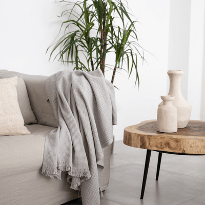 Zoco Home Fouta-plaid | Lichtgrijs 130x200 cm