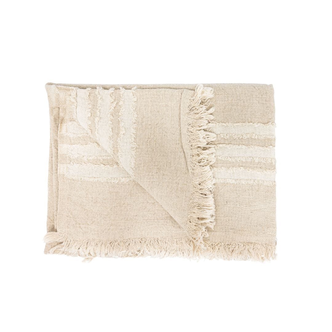 Zoco Home Textiles Fouta Throw | Natural / White | 135x200cm