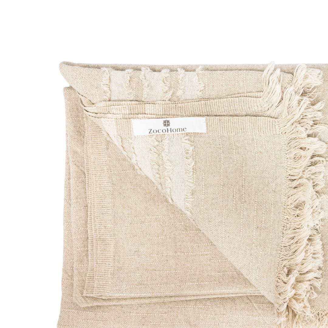 Zoco Home Textiles Fouta Throw | Natural / White | 135x200cm