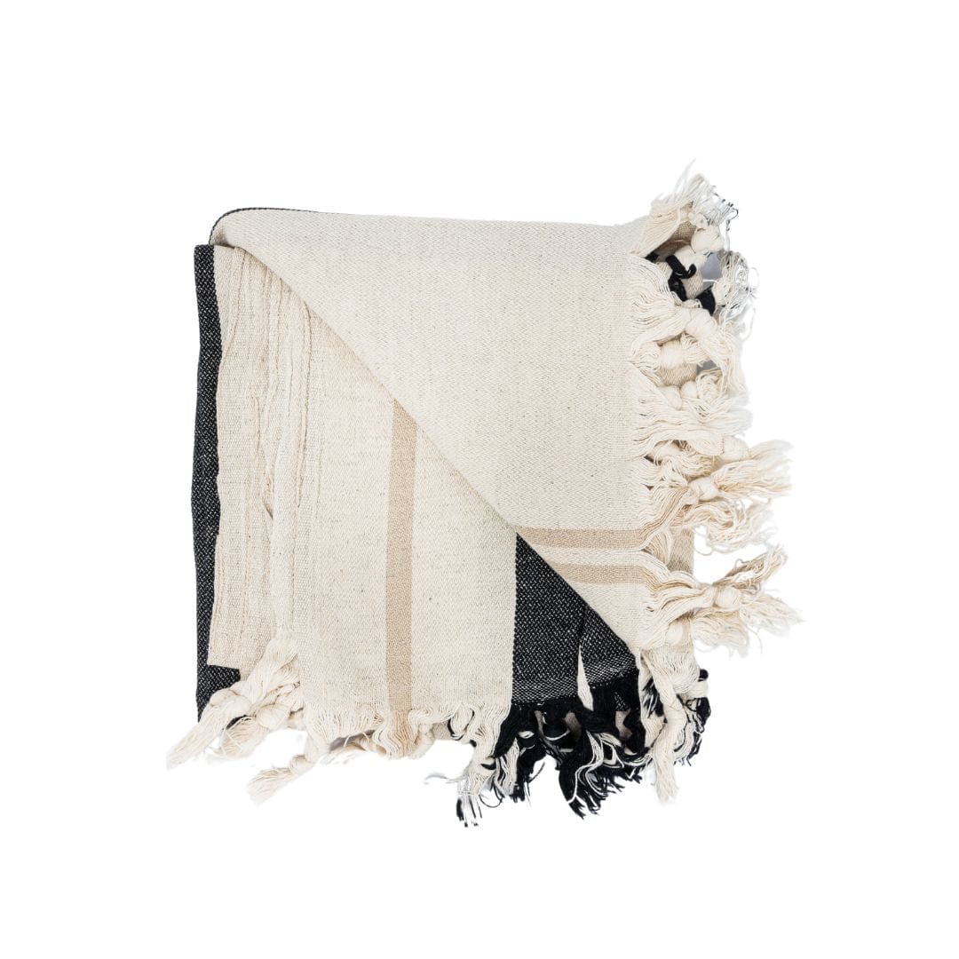 Zoco Home Textiles Fouta Towel | Black / White / Sand | 90x180cm