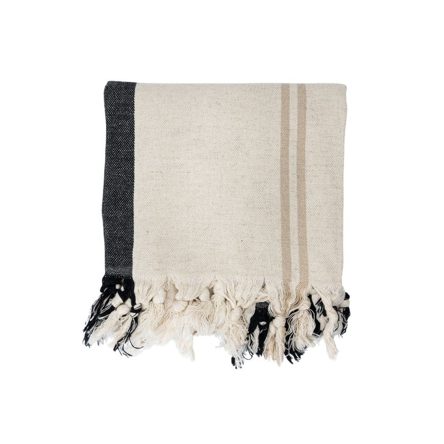 Zoco Home Textiles Fouta Towel | Black / White / Sand | 90x180cm