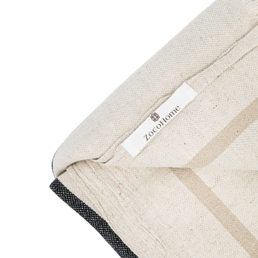 Zoco Home Textiles Fouta Towel | Black / White / Sand | 90x180cm