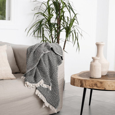 Zoco Home Fouta a nido d'ape | Nero 95x180 cm