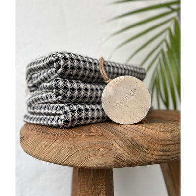 Zoco Home Fouta a nido d'ape | Nero 95x180 cm