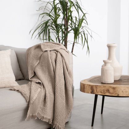 Zoco Home Fouta Waffle Throw | Beige 125x185cm