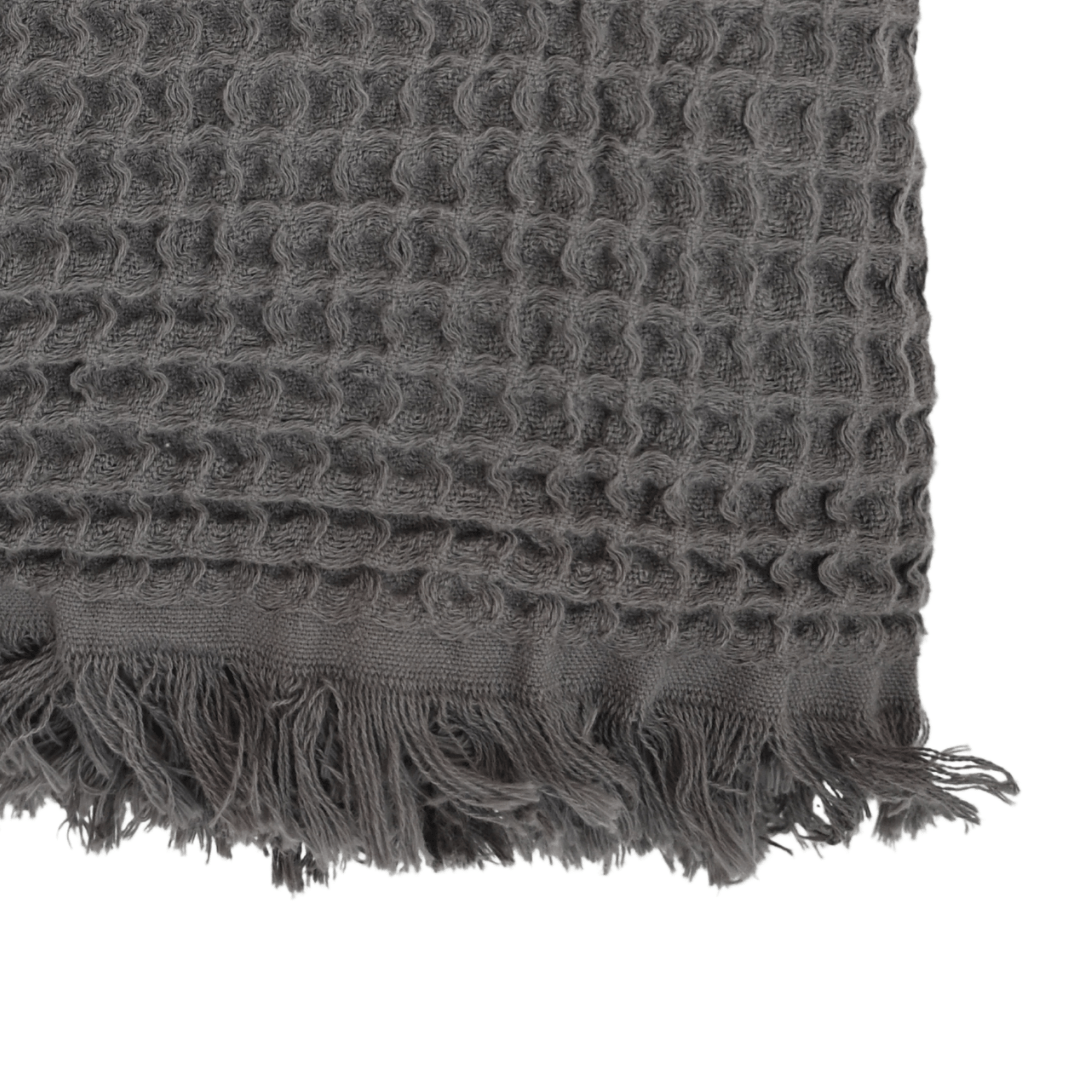 Zoco Home Fouta Waffle Throw | Charcoal Grey 120x180cm