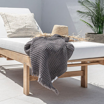Zoco Home Decor/Textile Fouta Waffle Throw | Charcoal Grey 120x180cm