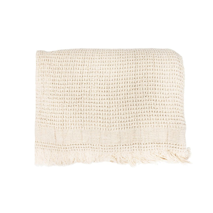 Zoco Home Textiles Fouta Waffle Throw | Natural / Black | 125x180 cm