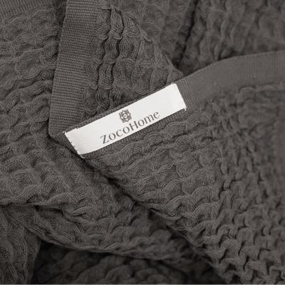 Zoco Home - Asciugamano Fouta a trama a nido d'ape | Grigio scuro 85x170 cm