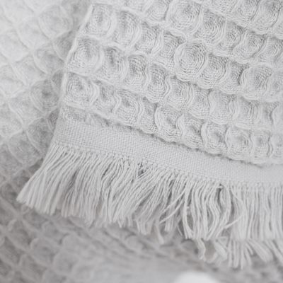 Zoco Home - Asciugamano Fouta a nido d'ape | Grigio chiaro 85x170 cm