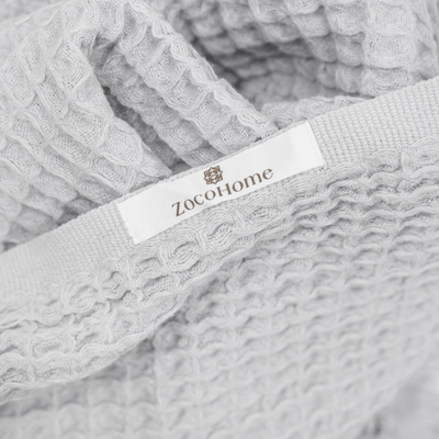 Zoco Home - Asciugamano Fouta a nido d'ape | Grigio chiaro 85x170 cm