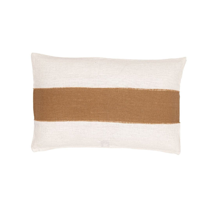 Zoco Home Goa Linen Cushion Cover | White/Tobacco 40x60 cm