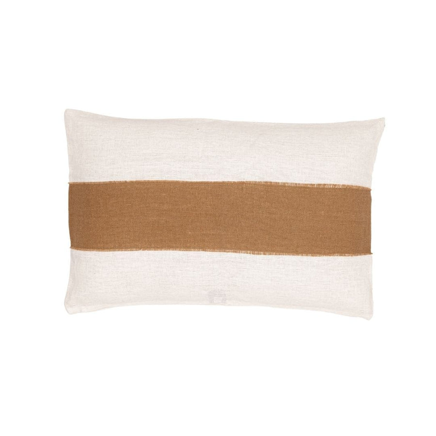 Zoco Home Goa Linen Cushion Cover | White/Tobacco 40x60 cm