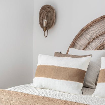Zoco Home Goa Linen Cushion Cover | White/Tobacco 40x60 cm