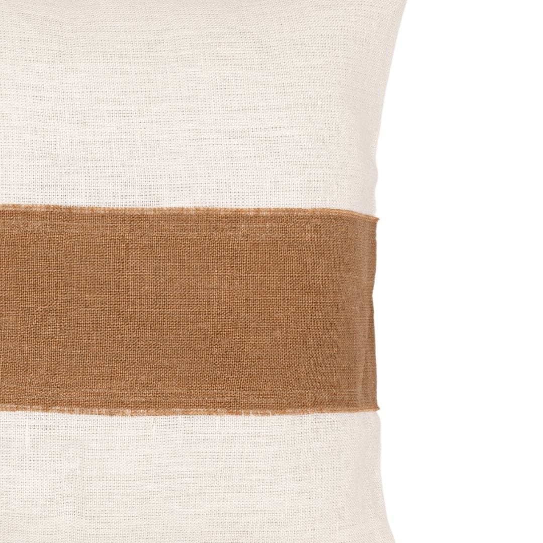 Zoco Home Goa Linen Cushion Cover | White/Tobacco 45x45cm