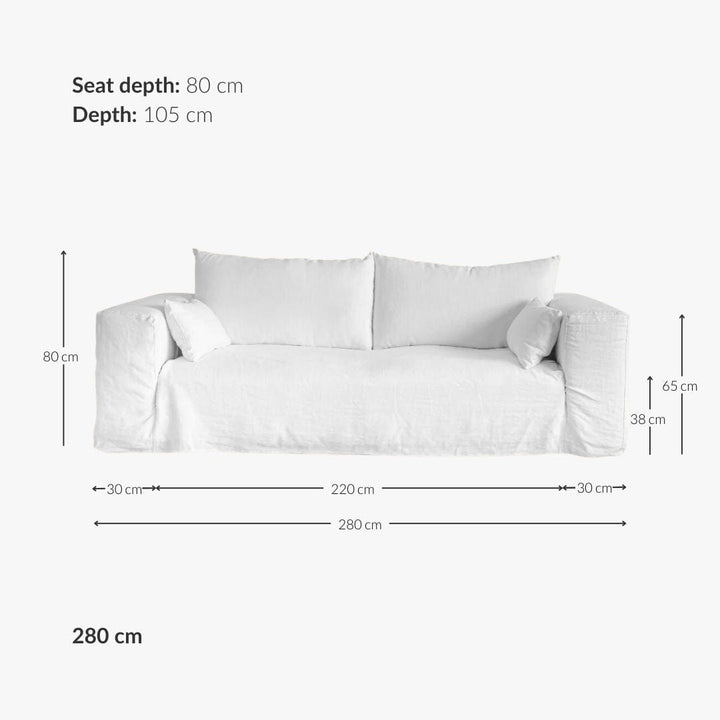 Sofá de lino Ibiza | 280 cm