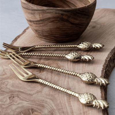 Zoco Home Decor/Kitchen Iron Pineapple Fork | Polished Brass 17cm