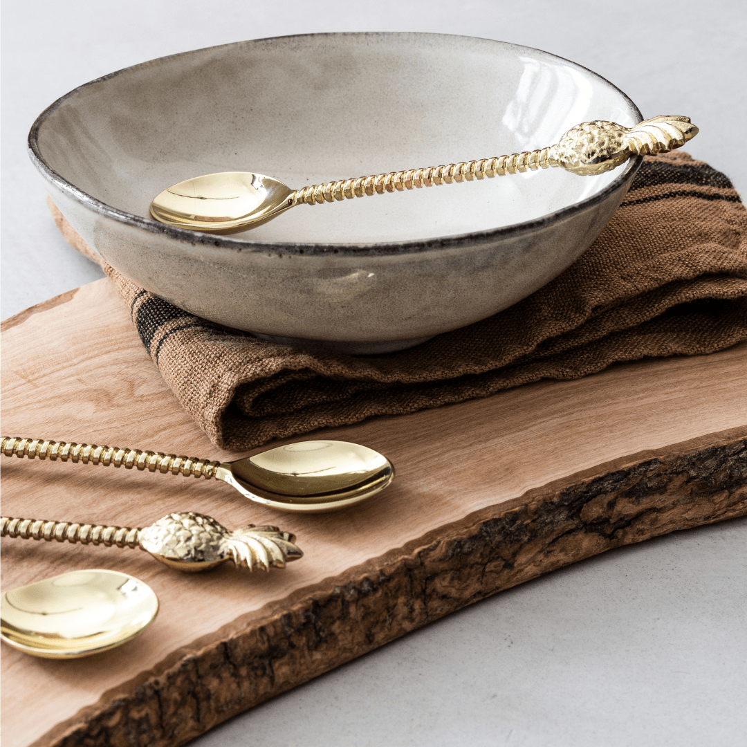 Zoco Home Decor/Kitchen Iron Pineapple Spoon | Polished Brass 17cm