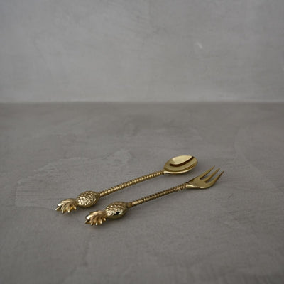 Zoco Home Decor/Kitchen Iron Pineapple Spoon | Polished Brass 17cm