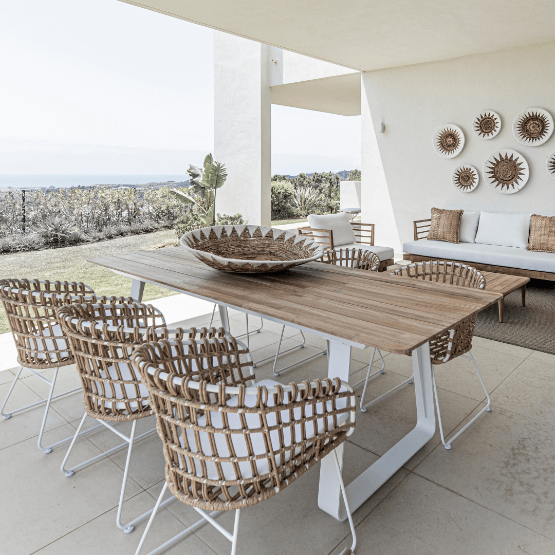 Rattan Bohemian Style Dining Chairs Wingback Rattan Dining Side