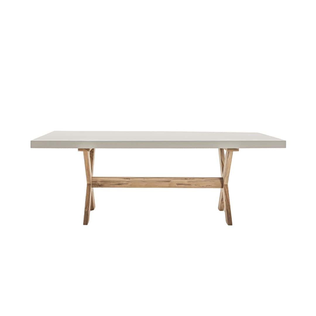 Kai Dining Table | Sand – Rectangular Microcement & Teak Table