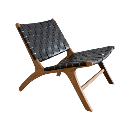 Zoco Home Furniture/Chair/Lounge Leather Belt Lounge Chair | Black