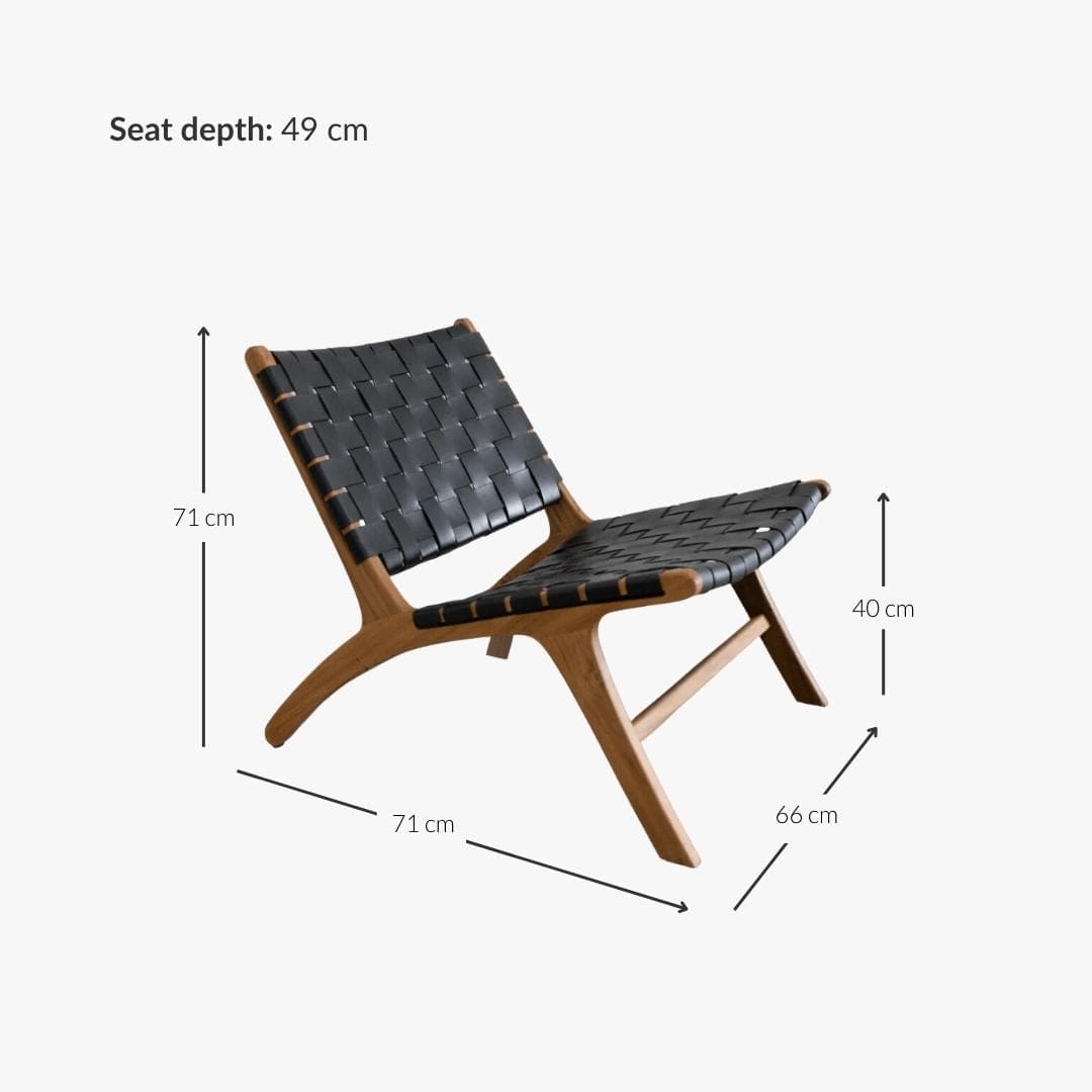 Zoco Home Furniture/Chair/Lounge Leather Belt Lounge Chair | Black