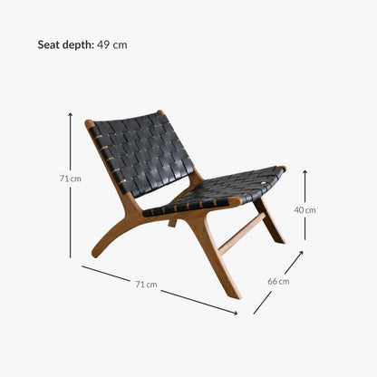 Zoco Home Furniture/Chair/Lounge Leather Belt Lounge Chair | Black