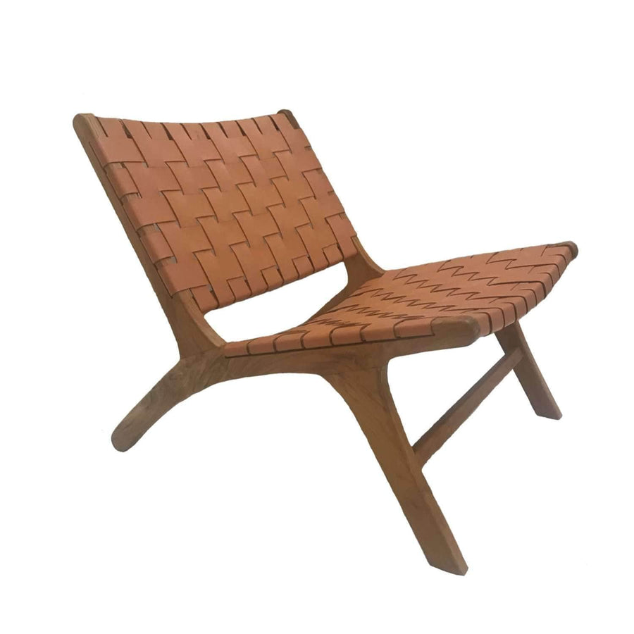 Zoco Home Furniture Leather Belt Lounge Chair | Cigar