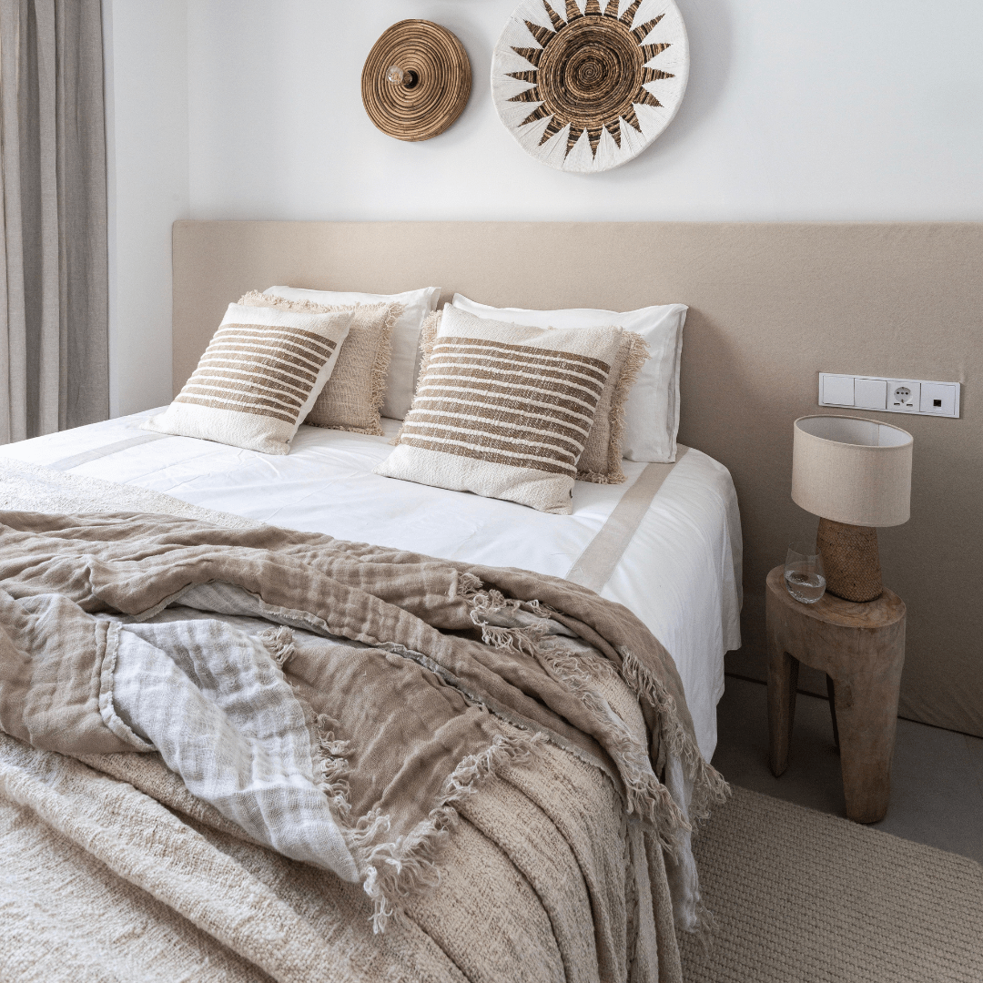 Zoco Home Textiles Linen Bedspread | Natural/White | 135x200cm
