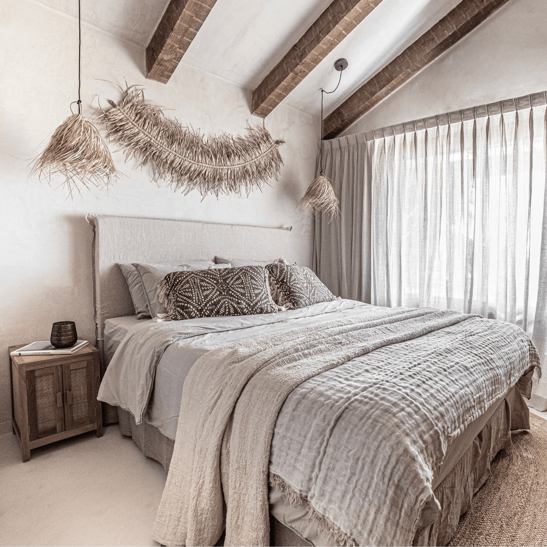 Zoco Home Textiles Linen Bedspread | Natural/White | 135x200cm