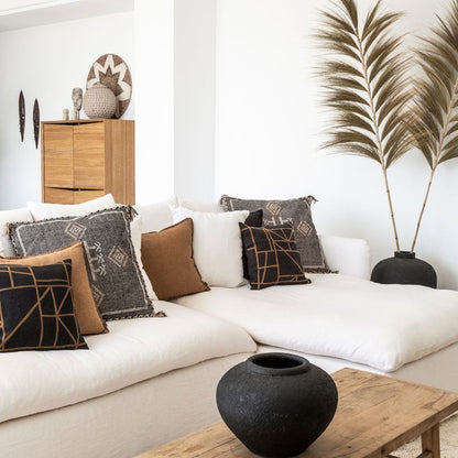 Zoco Home Linen Cushion Cover | Embroided Edge Brownie | 45x45cm