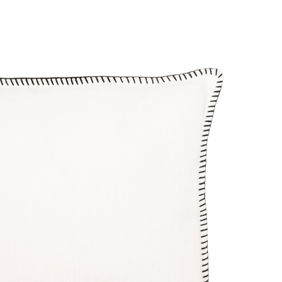 Zoco Home - Fodera per cuscino in lino | Bordo ricamato | Bianco 40x60 cm