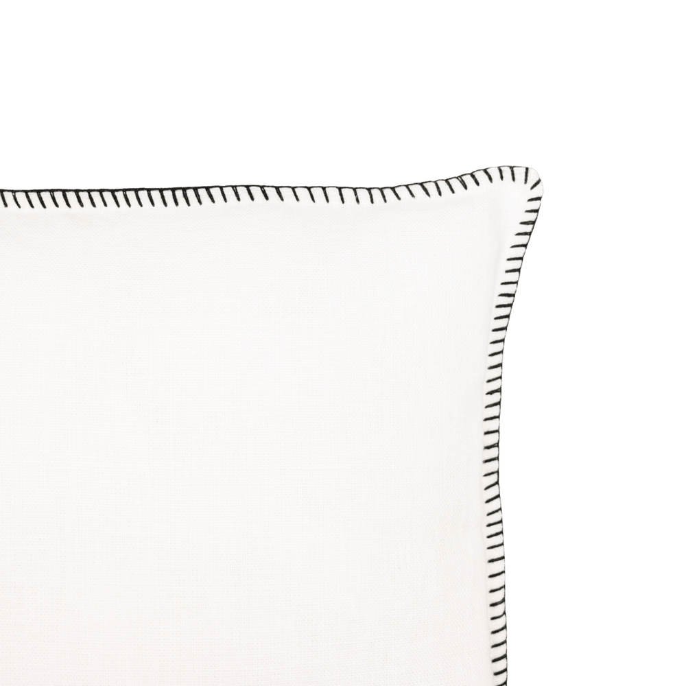 Zoco Home Pillows / Textiles Linen Cushion Cover | Embroidered Edge | White 40x60cm