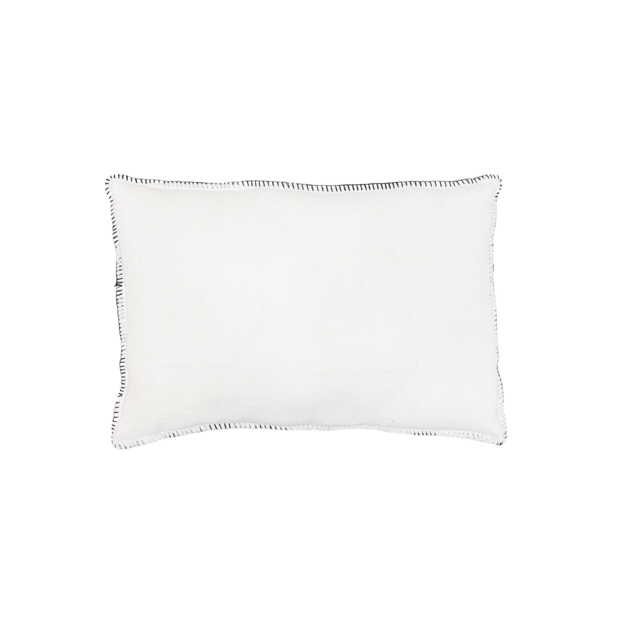 Zoco Home Pillows / Textiles Linen Cushion Cover | Embroidered Edge | White 40x60cm