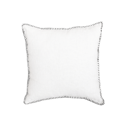 Zoco Home Pillows / Textiles Linen Cushion Cover | Embroidered Edge | White 45x45cm