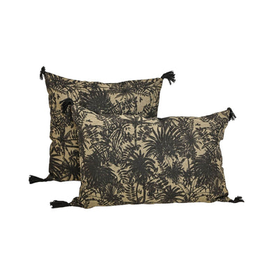 Zoco Home - Fodera per cuscino in lino | Palma di Mahé | Colore kaki 40x60 cm