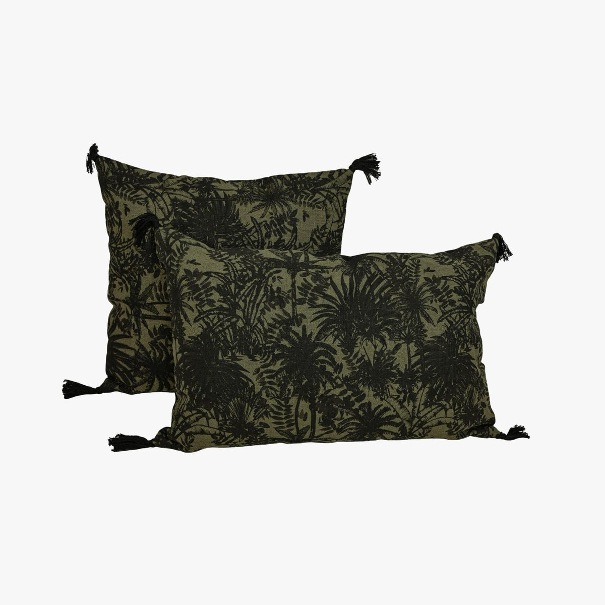 Zoco Home - Housse de coussin en lin | Mahe Palm | Kaki 45 x 45 cm
