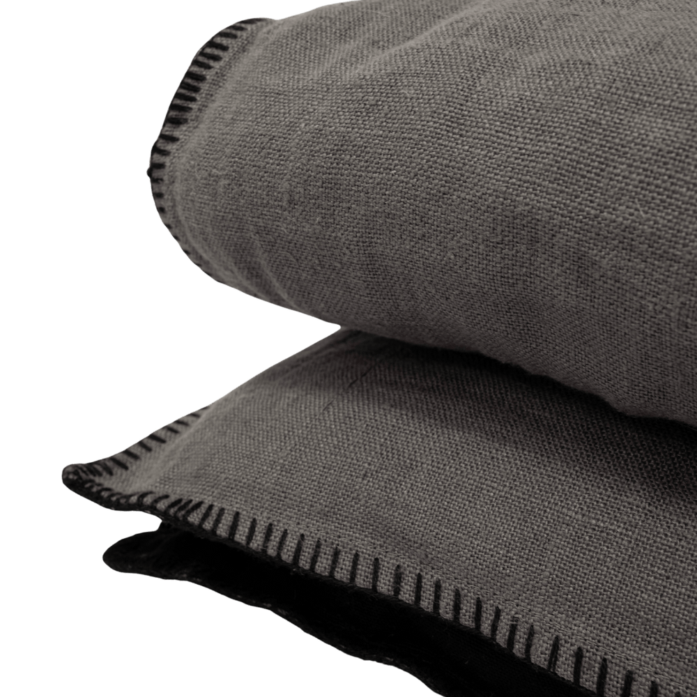 Zoco Home THROWS & BLANKETS Linen Quilt Cover | Embroidered Edge | Granit 200x85cm