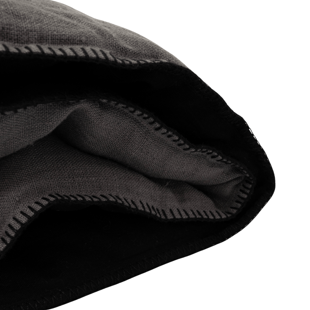 Zoco Home THROWS & BLANKETS Linen Quilt Cover | Embroidered Edge | Granit 200x85cm