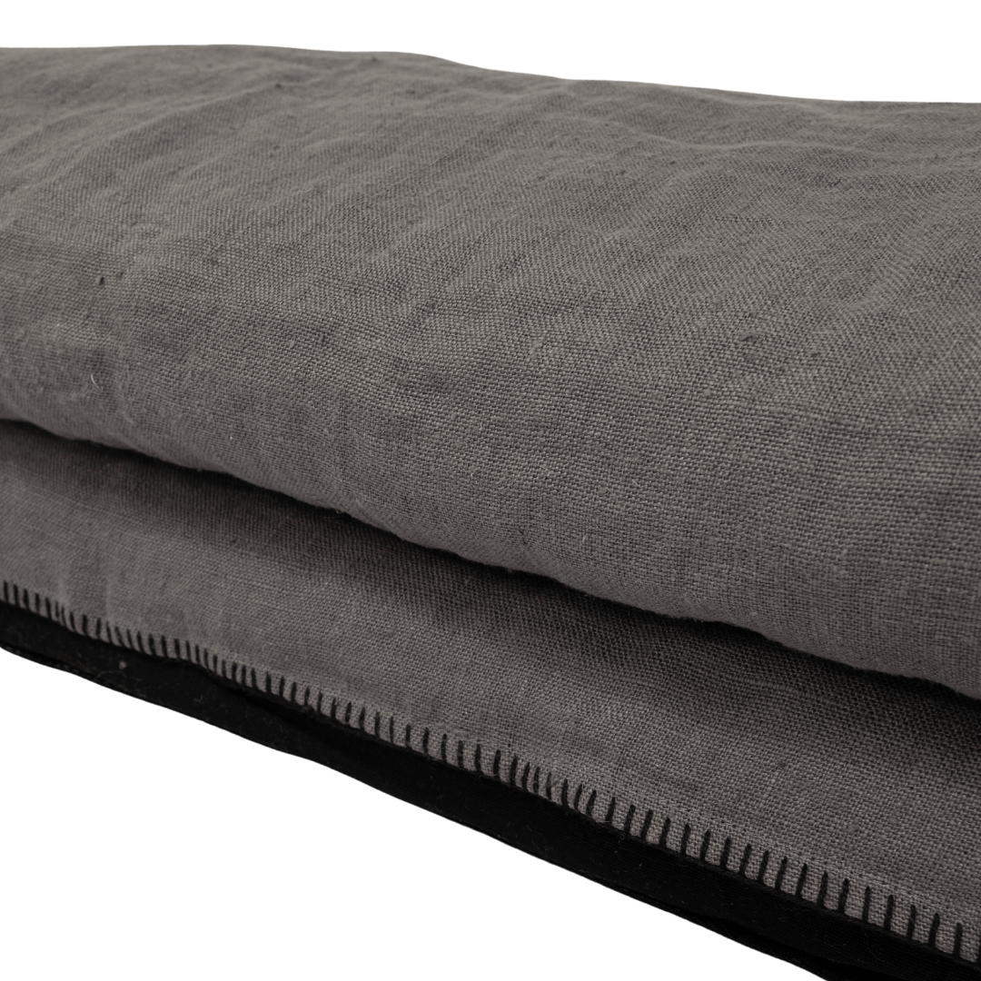 Zoco Home THROWS & BLANKETS Linen Quilt Cover | Embroidered Edge | Granit 200x85cm