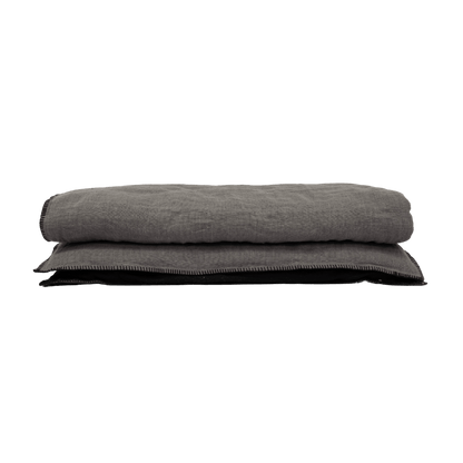 Zoco Home THROWS & BLANKETS Linen Quilt | Embroidered Edge | Granit 200x85cm