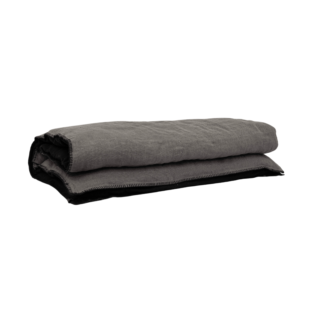Zoco Home THROWS & BLANKETS Linen Quilt | Embroidered Edge | Granit 200x85cm