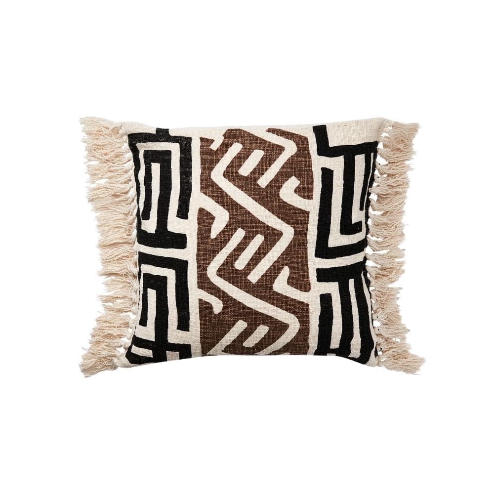 Zoco Home Mali Fringe Pillow | Black/Brown 50x50cm
