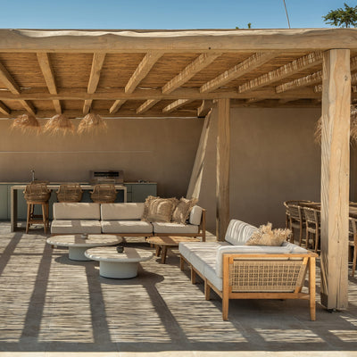 Zoco Home Exterior/Sofá/Sofá modular de respaldo trenzado Menorca