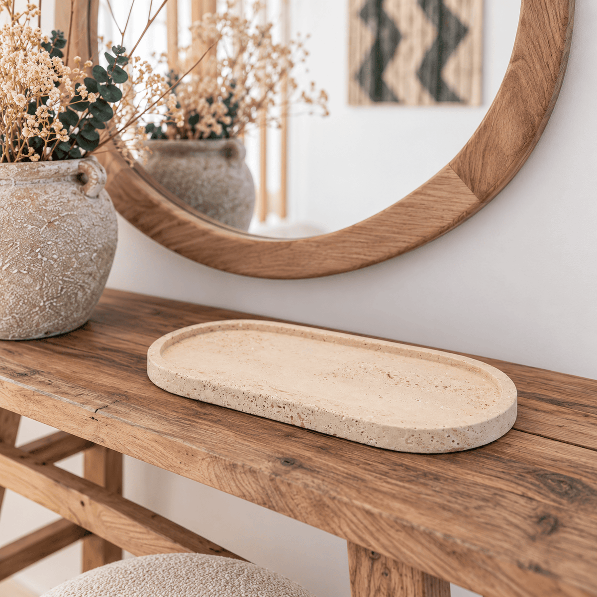 Zoco Home Decoración/Accesorios: Bandeja ovalada de travertino «Naira»